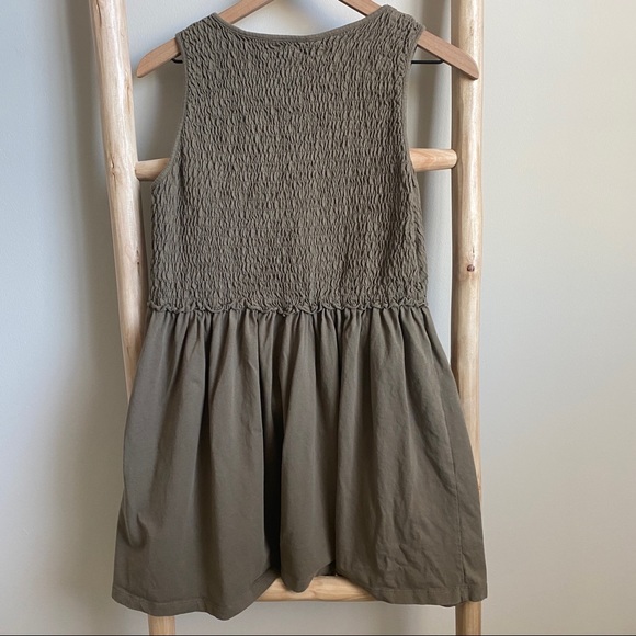 ASOS Green Smocked Skater Mini Dress Sz 10 - Picture 4 of 5